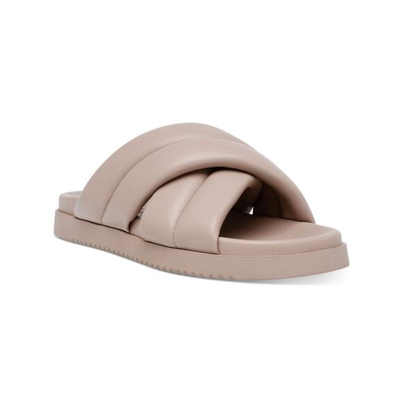 STEVE MADDEN Shoes - STEVE MADDEN Womens Beige Quilted Motte Slip On Slide Sandals 10 M